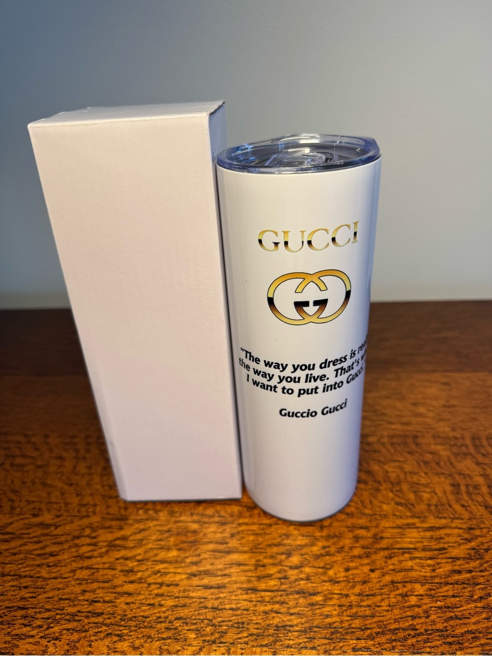 20oz Fashion Tumbler White & Gold Logo
